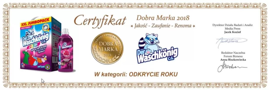 Der Waschkönig z tytułem DOBREJ MARKI 2018!